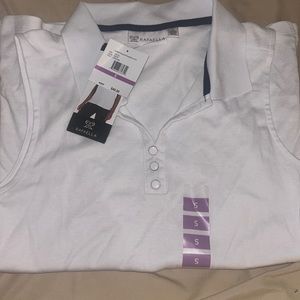 white collared golf tank top, boutique top, with buttons, never worn new w tags